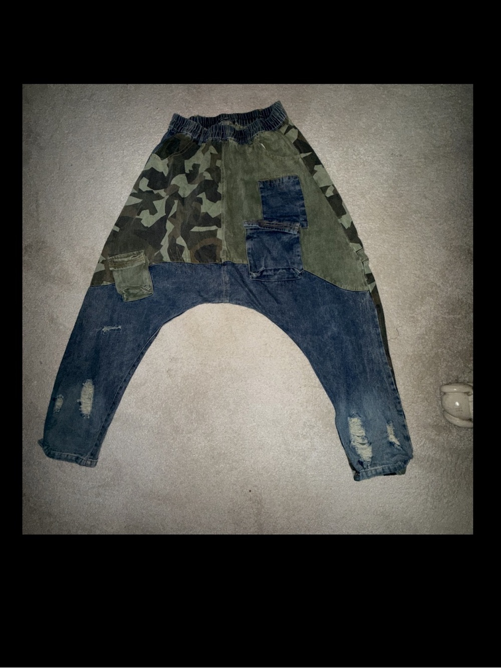 Rehab Women's Camouflage & Denim Cargo Drop-Crotch Jeans - Green & Blue